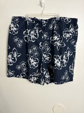 KINGSIZE KS ISLAND Men's Navy Blue Floral Swim Trunks 4XL